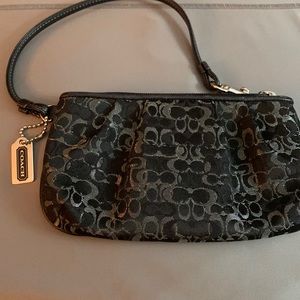 Coach small wristlet black and silver